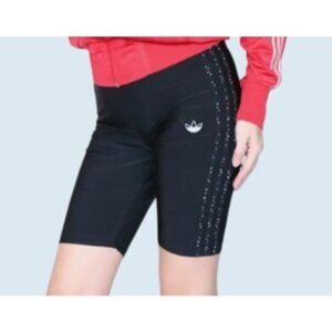 ADIDAS Black Embellished Biker Shorts Size Medium